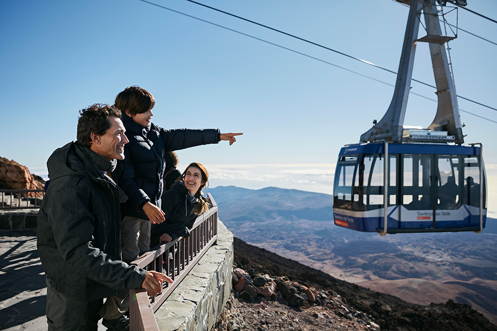 Family at the Teide Cable Car upper station
