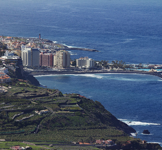 Panoramic view of Puerto de la Cruz, Martianez area in Tenerife